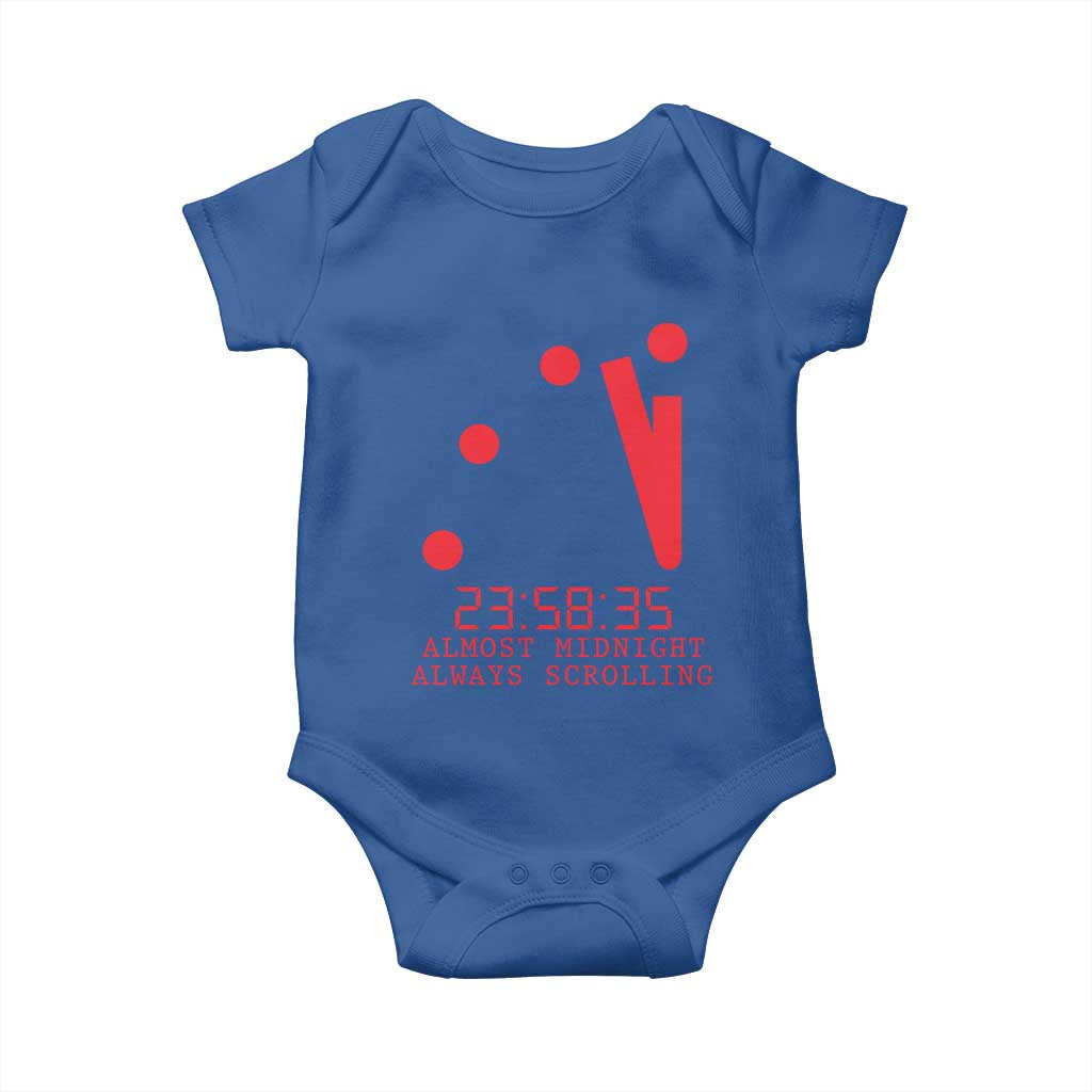 Doomsday Clock Armageddon Baby Onesie Almost Midnight Always Scrolling TS14 Royal Blue Print Your Wear