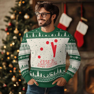Doomsday Clock Armageddon Ugly Christmas Sweater Almost Midnight Always Scrolling TS14 Beige Green Print Your Wear