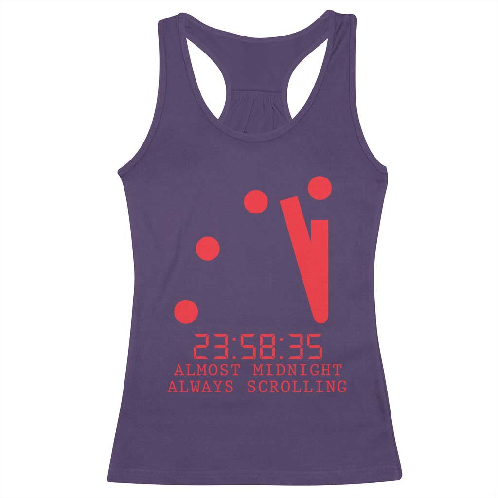 Doomsday Clock Armageddon Racerback Tank Top Almost Midnight Always Scrolling TS14 Purple Print Your Wear