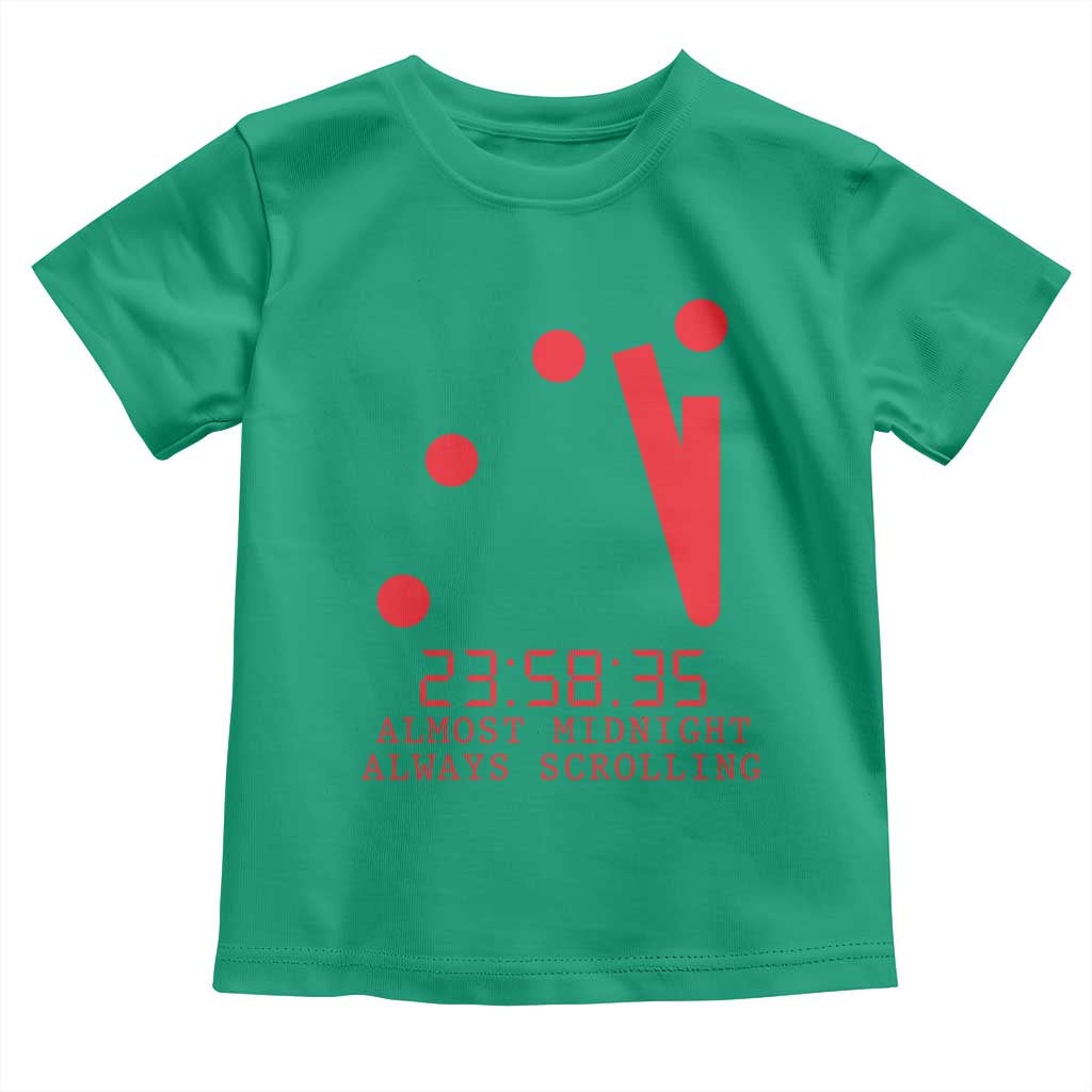 Doomsday Clock Armageddon Toddler T Shirt Almost Midnight Always Scrolling TS14 Irish Green Print Your Wear