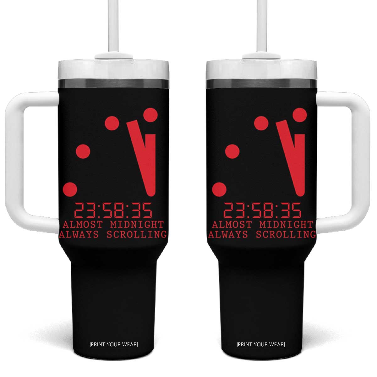 Doomsday Clock Armageddon Tumbler With Handle Almost Midnight Always Scrolling TS14 One Size: 40 oz Black Print Your Wear