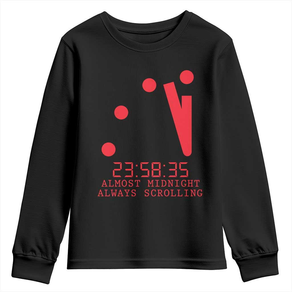 Doomsday Clock Armageddon Youth Sweatshirt Almost Midnight Always Scrolling TS14 Black Print Your Wear