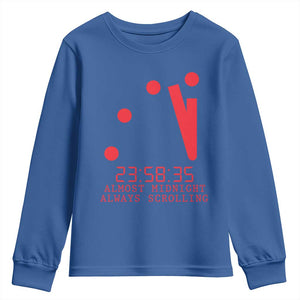 Doomsday Clock Armageddon Youth Sweatshirt Almost Midnight Always Scrolling TS14 Royal Blue Print Your Wear