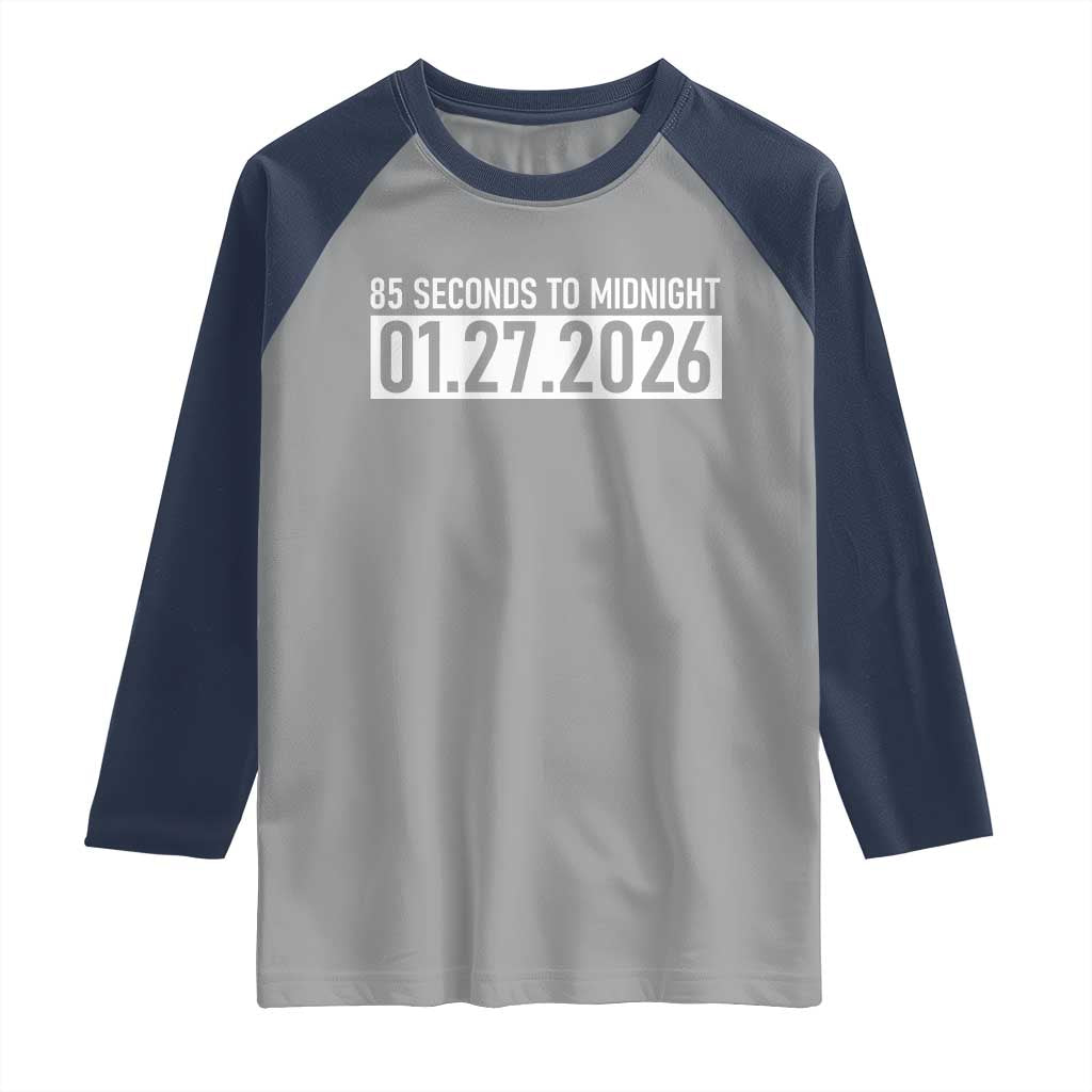 Doomsday Clock Armageddon Raglan Shirt 85 Second To Midnight TS14 Sport Gray Navy Print Your Wear