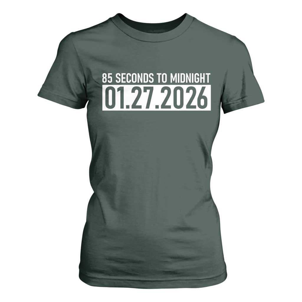 Doomsday Clock Armageddon T Shirt For Women 85 Second To Midnight TS14 Dark Forest Green Print Your Wear