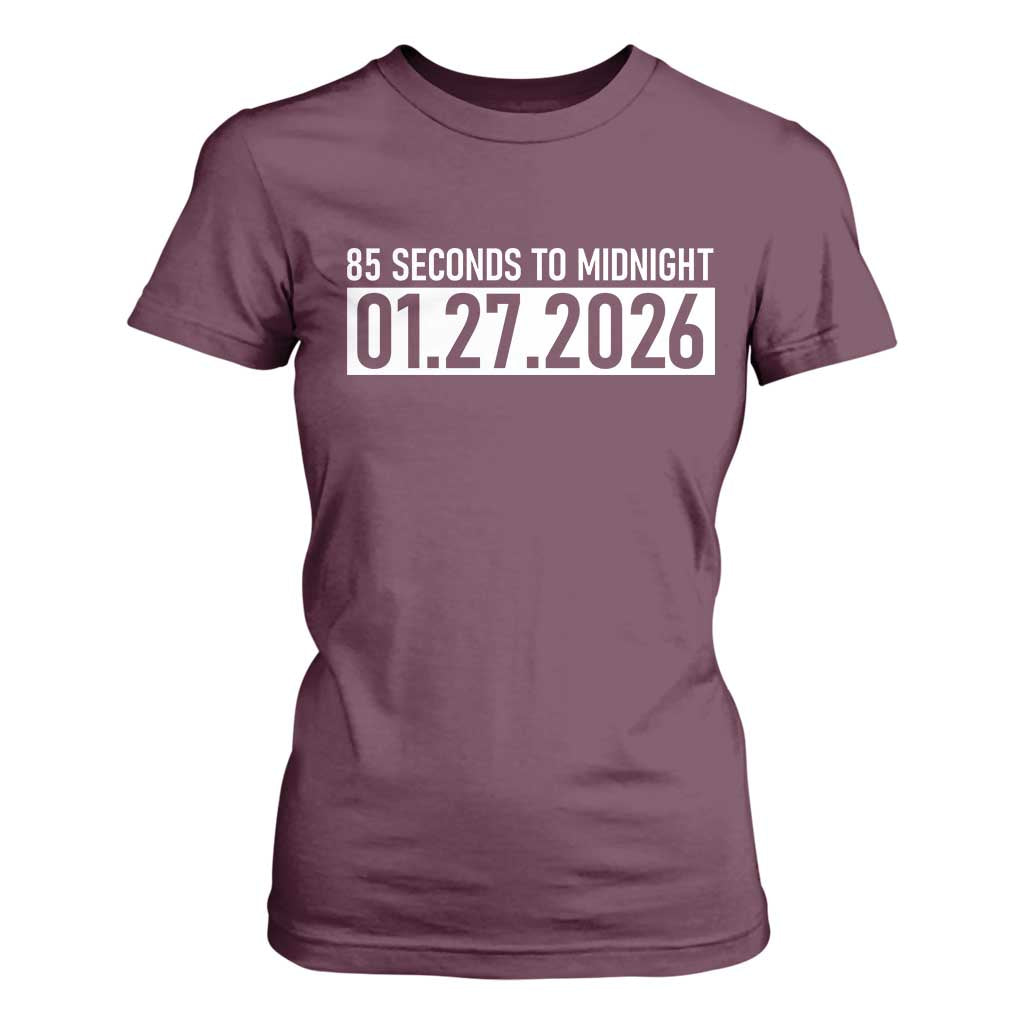 Doomsday Clock Armageddon T Shirt For Women 85 Second To Midnight TS14 Maroon Print Your Wear
