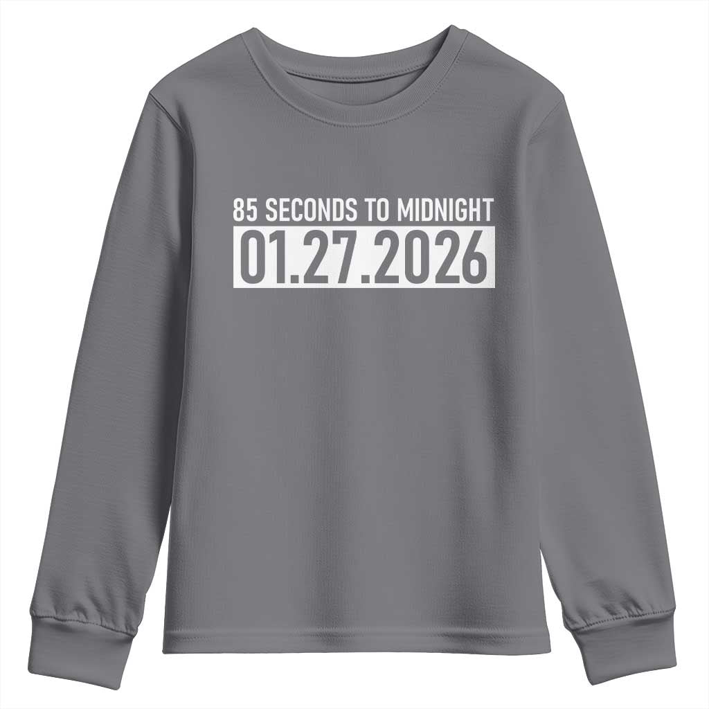 Doomsday Clock Armageddon Youth Sweatshirt 85 Second To Midnight TS14 Charcoal Print Your Wear