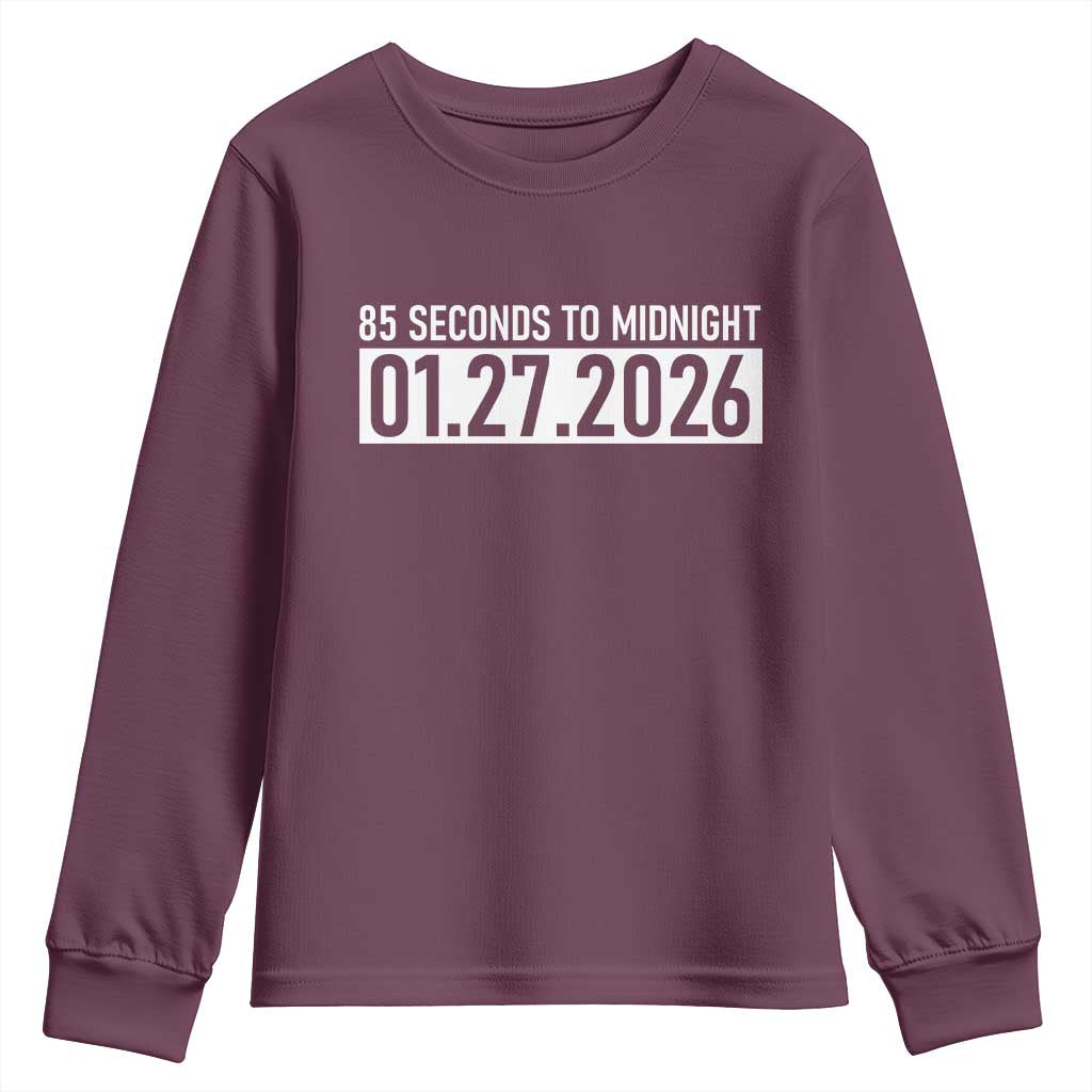 Doomsday Clock Armageddon Youth Sweatshirt 85 Second To Midnight TS14 Maroon Print Your Wear