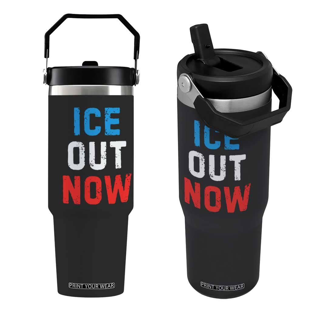 Ice Out Flip Straw Tumbler Minneapolis Resist ICE Immigration Rights Protest TS14 One Size: 30 oz Black Print Your Wear