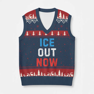 Ice Out V-Neck Knit Sweater Vest Minneapolis Resist ICE Immigration Rights Protest TS14 Navy Red Print Your Wear