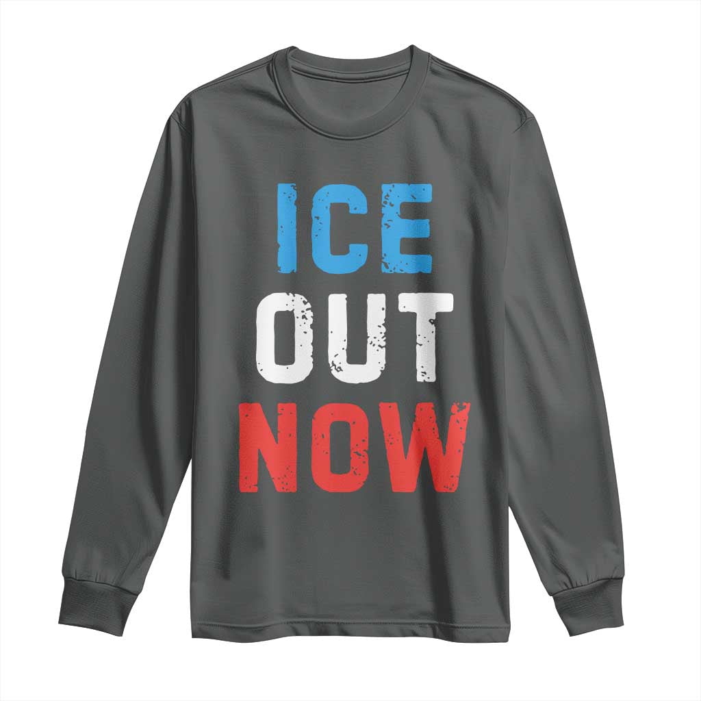 Ice Out Long Sleeve Shirt Minneapolis Resist ICE Immigration Rights Protest TS14 Dark Heather Print Your Wear