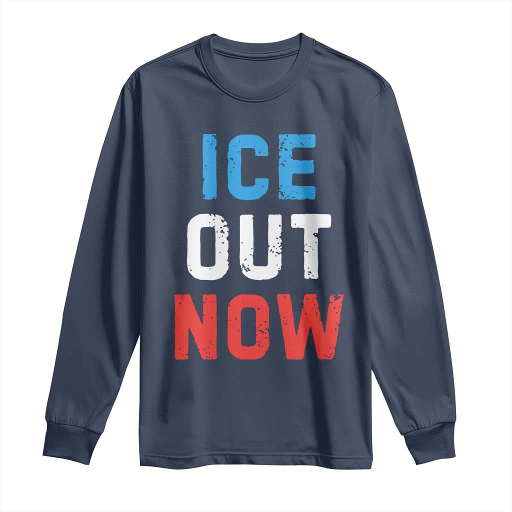 Ice Out Long Sleeve Shirt Minneapolis Resist ICE Immigration Rights Protest TS14 Navy Print Your Wear
