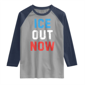 Ice Out Raglan Shirt Minneapolis Resist ICE Immigration Rights Protest TS14 Sport Gray Navy Print Your Wear