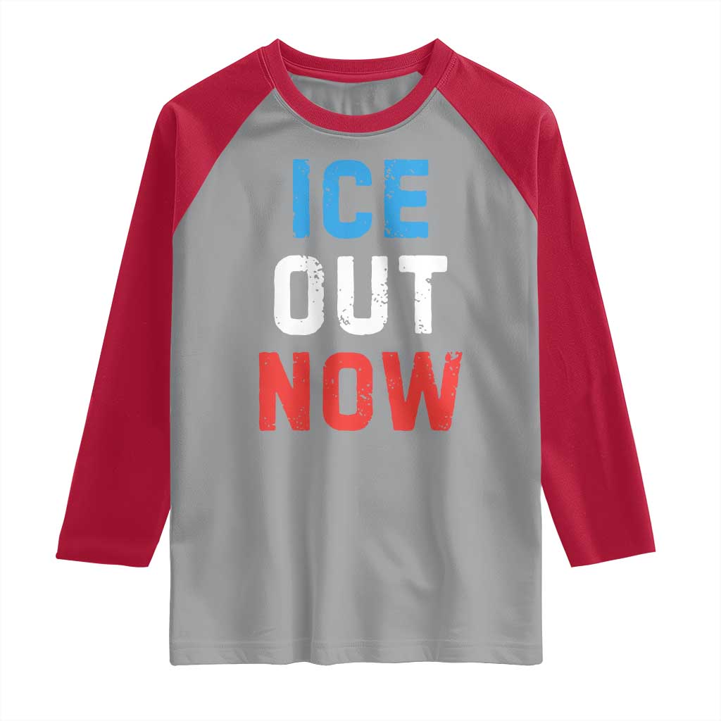 Ice Out Raglan Shirt Minneapolis Resist ICE Immigration Rights Protest TS14 Sport Gray Red Print Your Wear