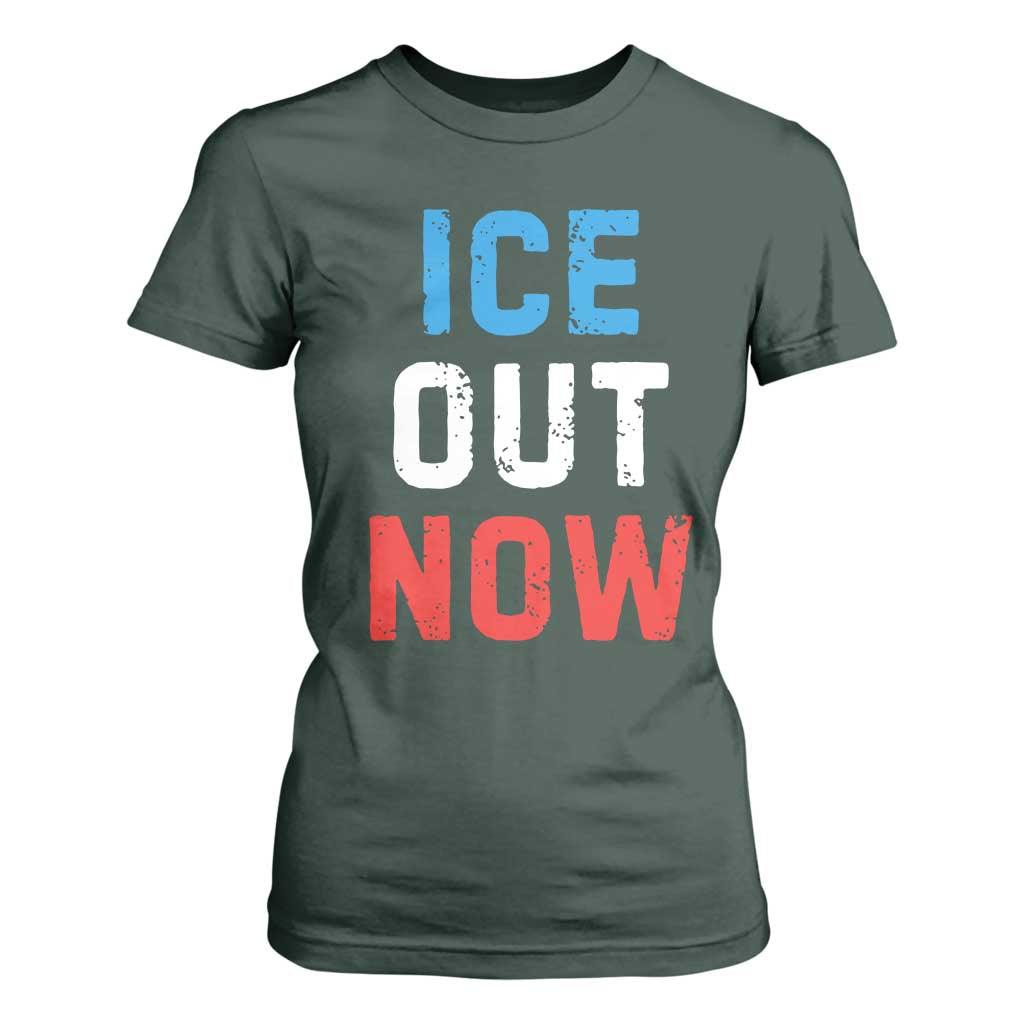 Ice Out T Shirt For Women Minneapolis Resist ICE Immigration Rights Protest TS14 Dark Forest Green Print Your Wear