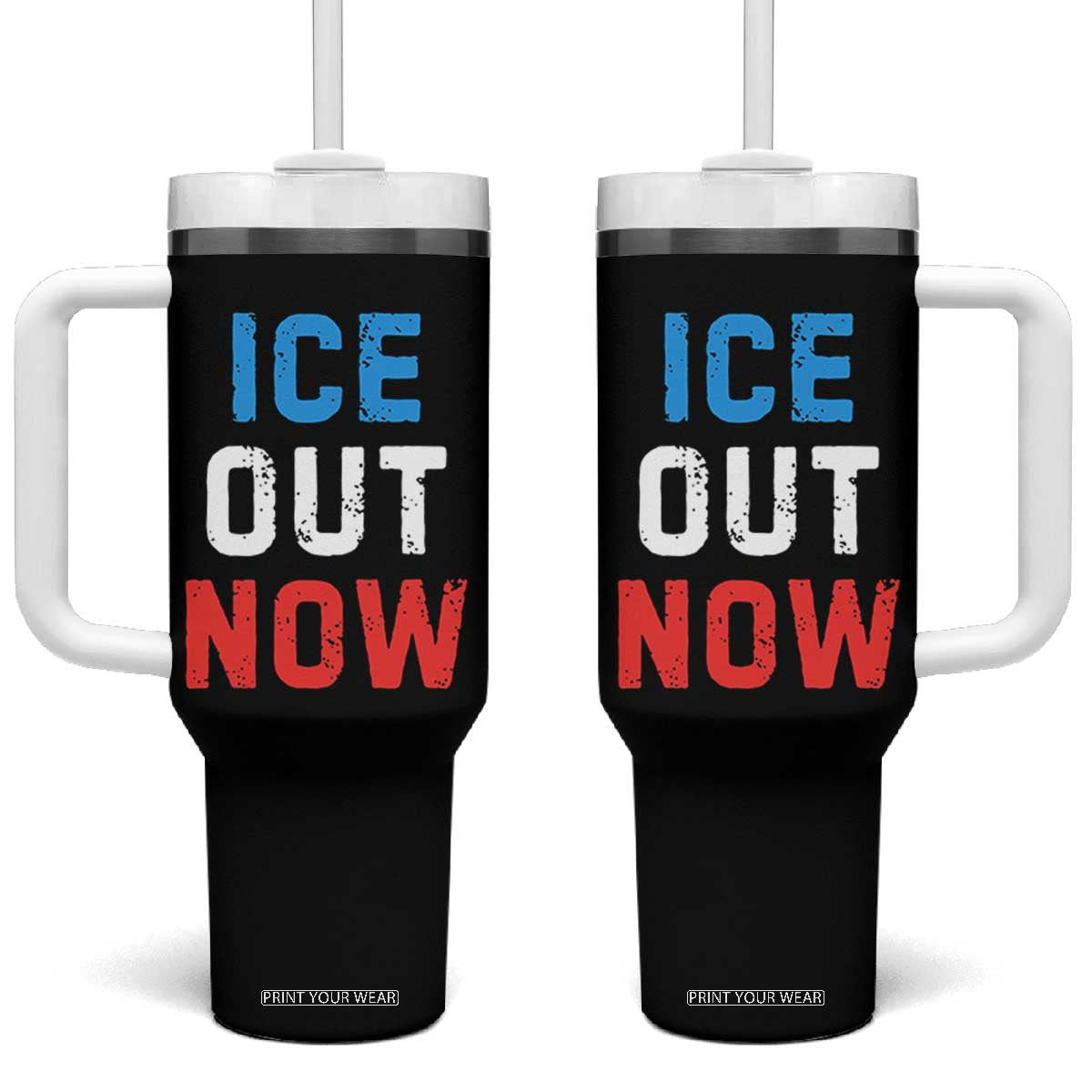 Ice Out Tumbler With Handle Minneapolis Resist ICE Immigration Rights Protest TS14 One Size: 40 oz Black Print Your Wear
