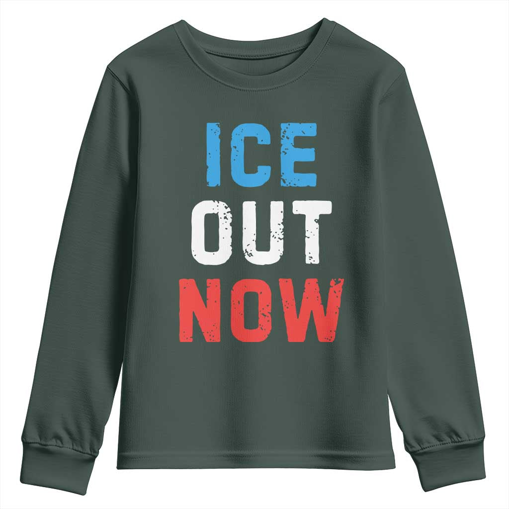 Ice Out Youth Sweatshirt Minneapolis Resist ICE Immigration Rights Protest TS14 Dark Forest Green Print Your Wear