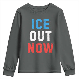 Ice Out Youth Sweatshirt Minneapolis Resist ICE Immigration Rights Protest TS14 Dark Heather Print Your Wear