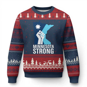 Minnesota Strong Ugly Christmas Sweater Minneapolis Resist ICE Immigration Human Rights Protest TS14 Navy Red Print Your Wear