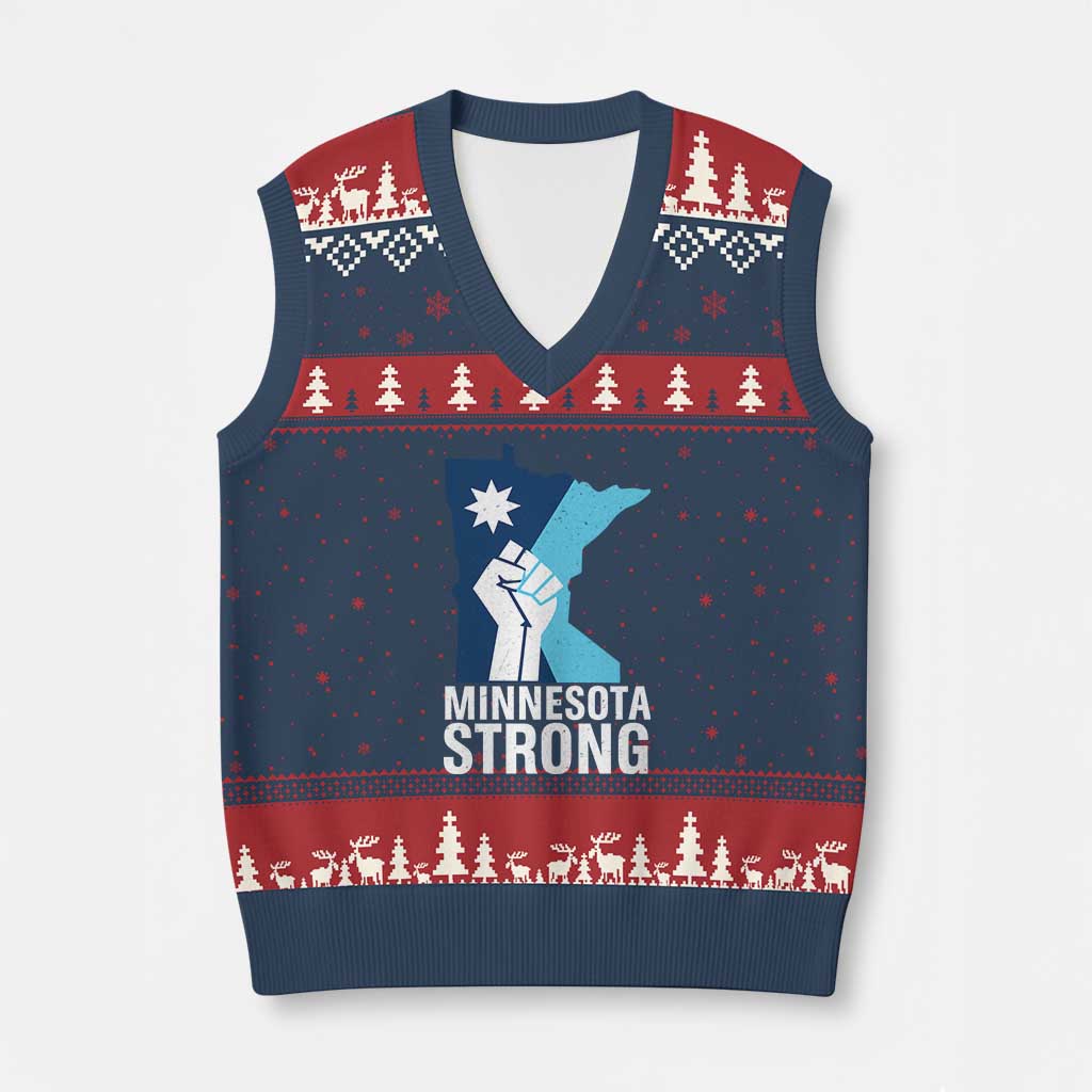 Minnesota Strong V-Neck Knit Sweater Vest Minneapolis Resist ICE Immigration Human Rights Protest TS14 Navy Red Print Your Wear