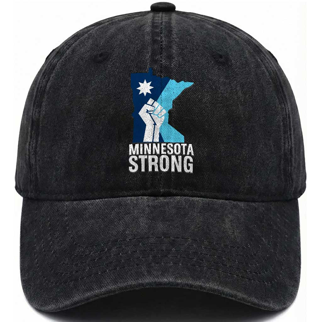 Minnesota Strong Washed Cotton Baseball Cap Minneapolis Resist ICE Immigration Human Rights Protest TS14 Washed Cap Universal Fit Black Print Your Wear