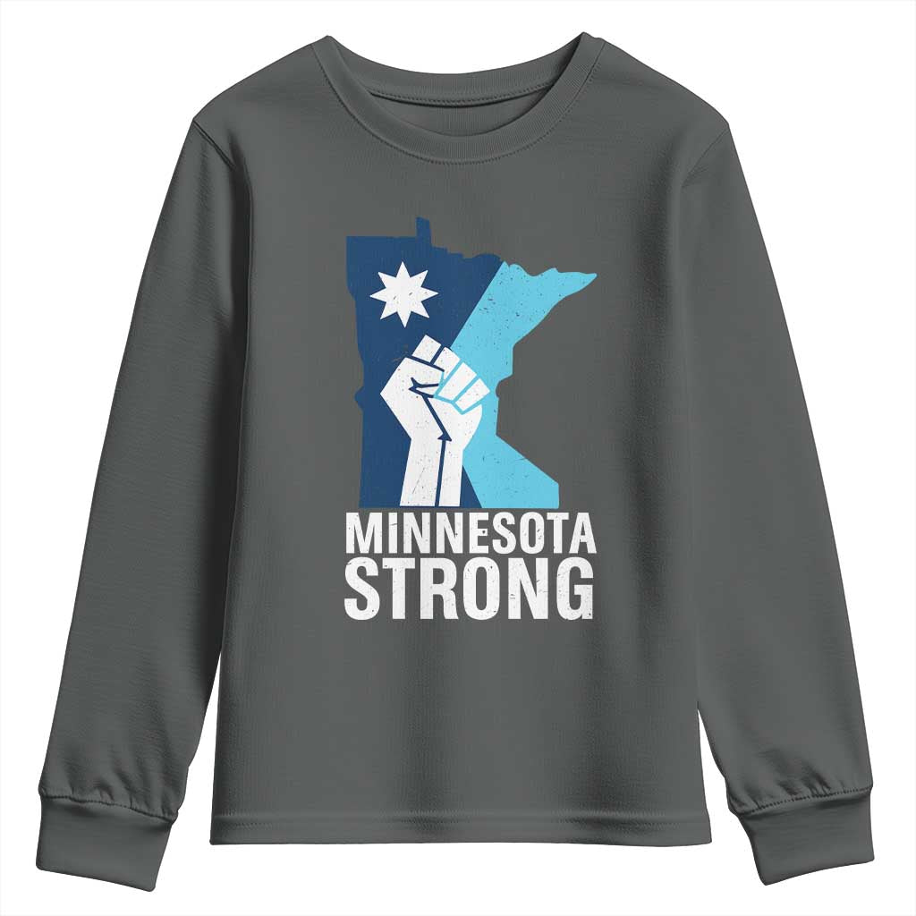 Minnesota Strong Youth Sweatshirt Minneapolis Resist ICE Immigration Human Rights Protest TS14 Dark Heather Print Your Wear