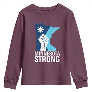 Minnesota Strong Youth Sweatshirt Minneapolis Resist ICE Immigration Human Rights Protest TS14 Maroon Print Your Wear