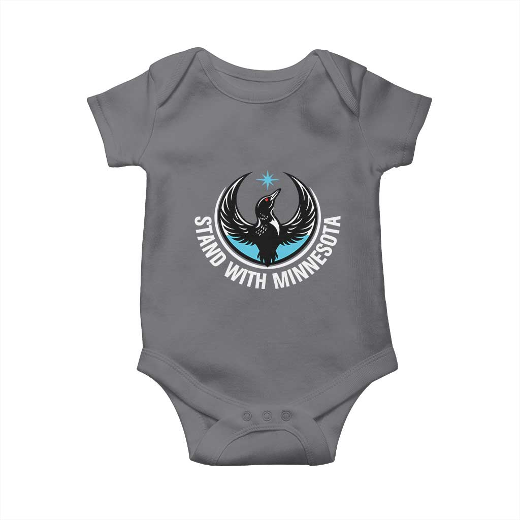 Minnesota Strong Baby Onesie Stand With Minnesota Anti ICE Immigration Rights Protest TS14 Charcoal Print Your Wear