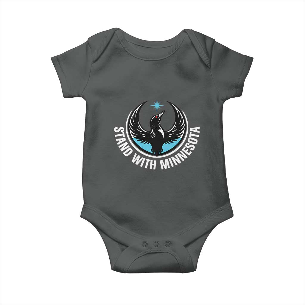 Minnesota Strong Baby Onesie Stand With Minnesota Anti ICE Immigration Rights Protest TS14 Dark Heather Print Your Wear