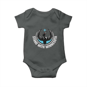 Minnesota Strong Baby Onesie Stand With Minnesota Anti ICE Immigration Rights Protest TS14 Dark Heather Print Your Wear