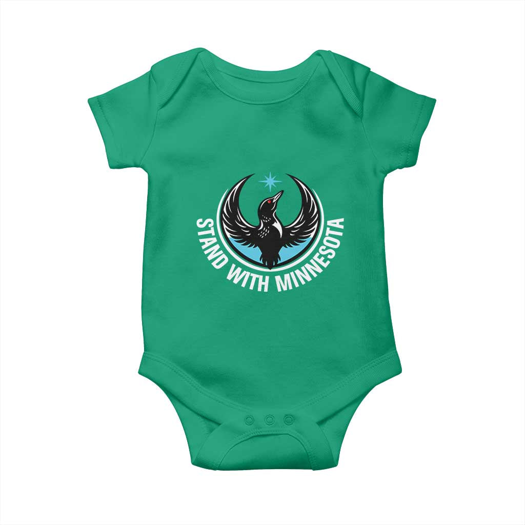 Minnesota Strong Baby Onesie Stand With Minnesota Anti ICE Immigration Rights Protest TS14 Irish Green Print Your Wear