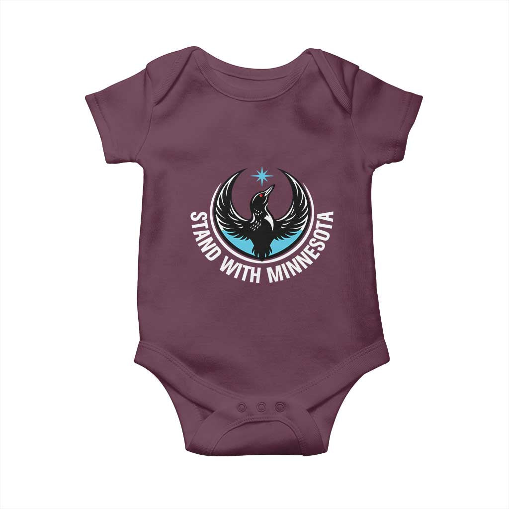Minnesota Strong Baby Onesie Stand With Minnesota Anti ICE Immigration Rights Protest TS14 Maroon Print Your Wear