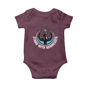 Minnesota Strong Baby Onesie Stand With Minnesota Anti ICE Immigration Rights Protest TS14 Maroon Print Your Wear