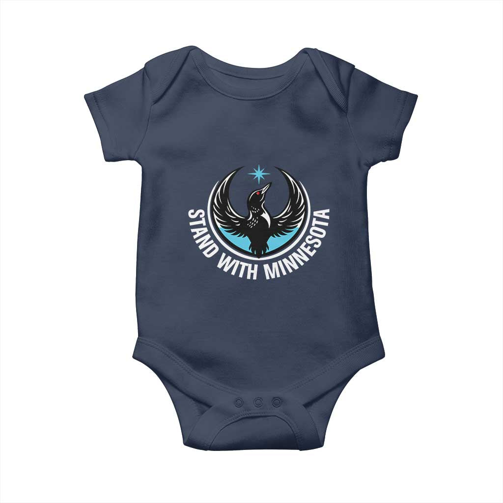 Minnesota Strong Baby Onesie Stand With Minnesota Anti ICE Immigration Rights Protest TS14 Navy Print Your Wear
