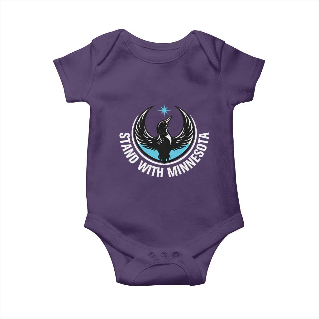 Minnesota Strong Baby Onesie Stand With Minnesota Anti ICE Immigration Rights Protest TS14 Purple Print Your Wear