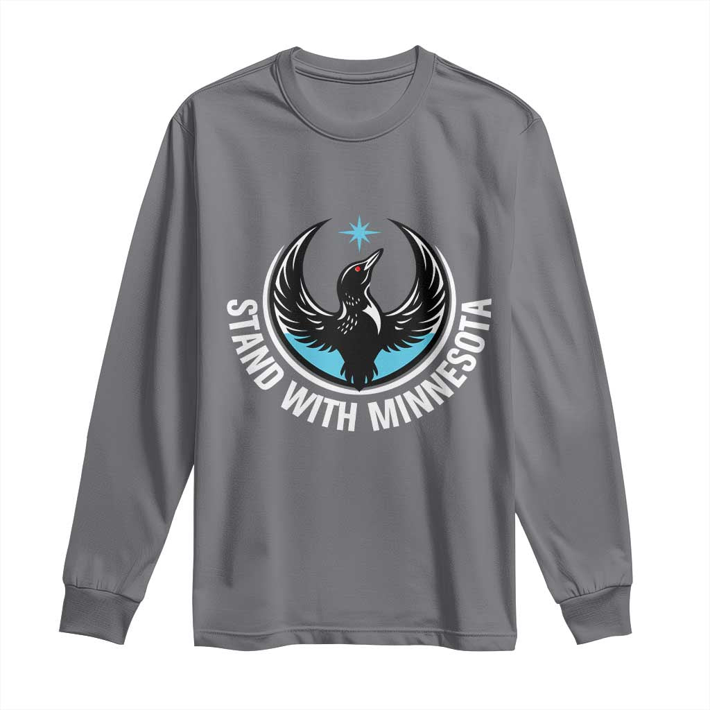 Minnesota Strong Long Sleeve Shirt Stand With Minnesota Anti ICE Immigration Rights Protest TS14 Charcoal Print Your Wear