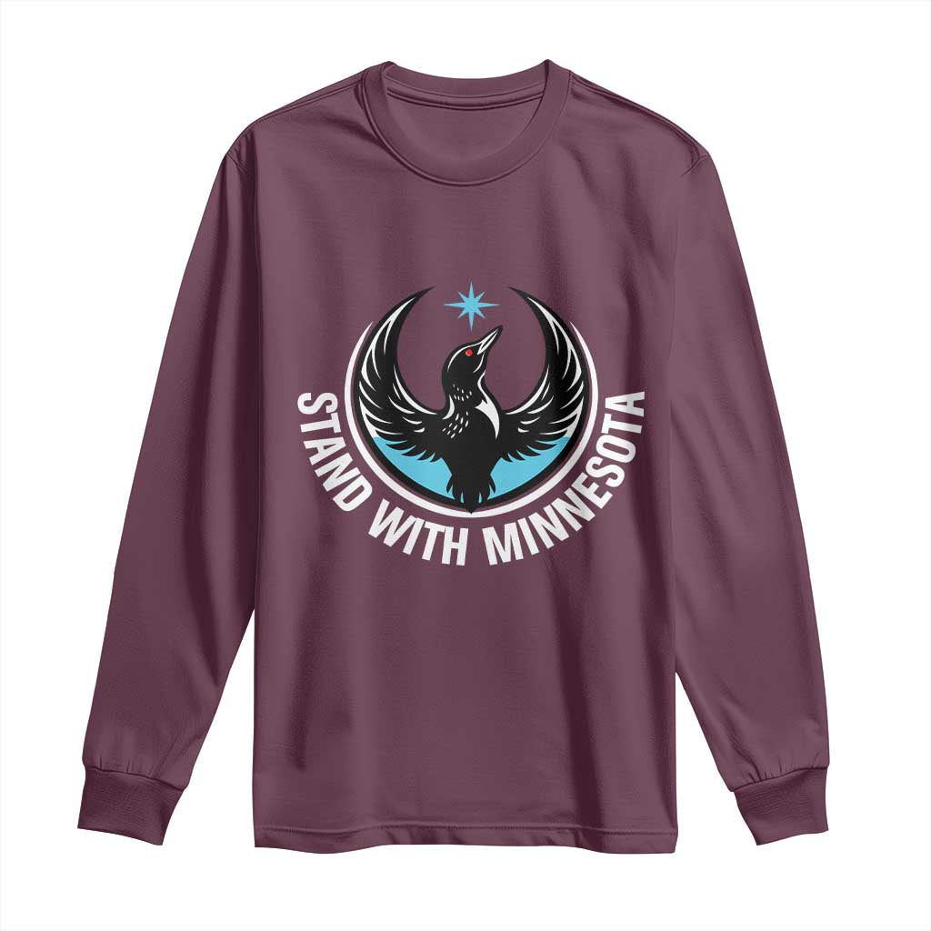Minnesota Strong Long Sleeve Shirt Stand With Minnesota Anti ICE Immigration Rights Protest TS14 Maroon Print Your Wear