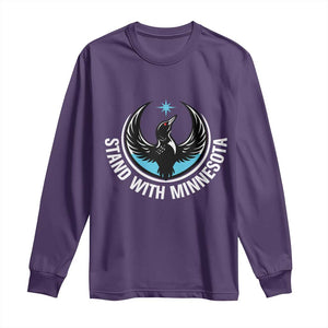 Minnesota Strong Long Sleeve Shirt Stand With Minnesota Anti ICE Immigration Rights Protest TS14 Purple Print Your Wear
