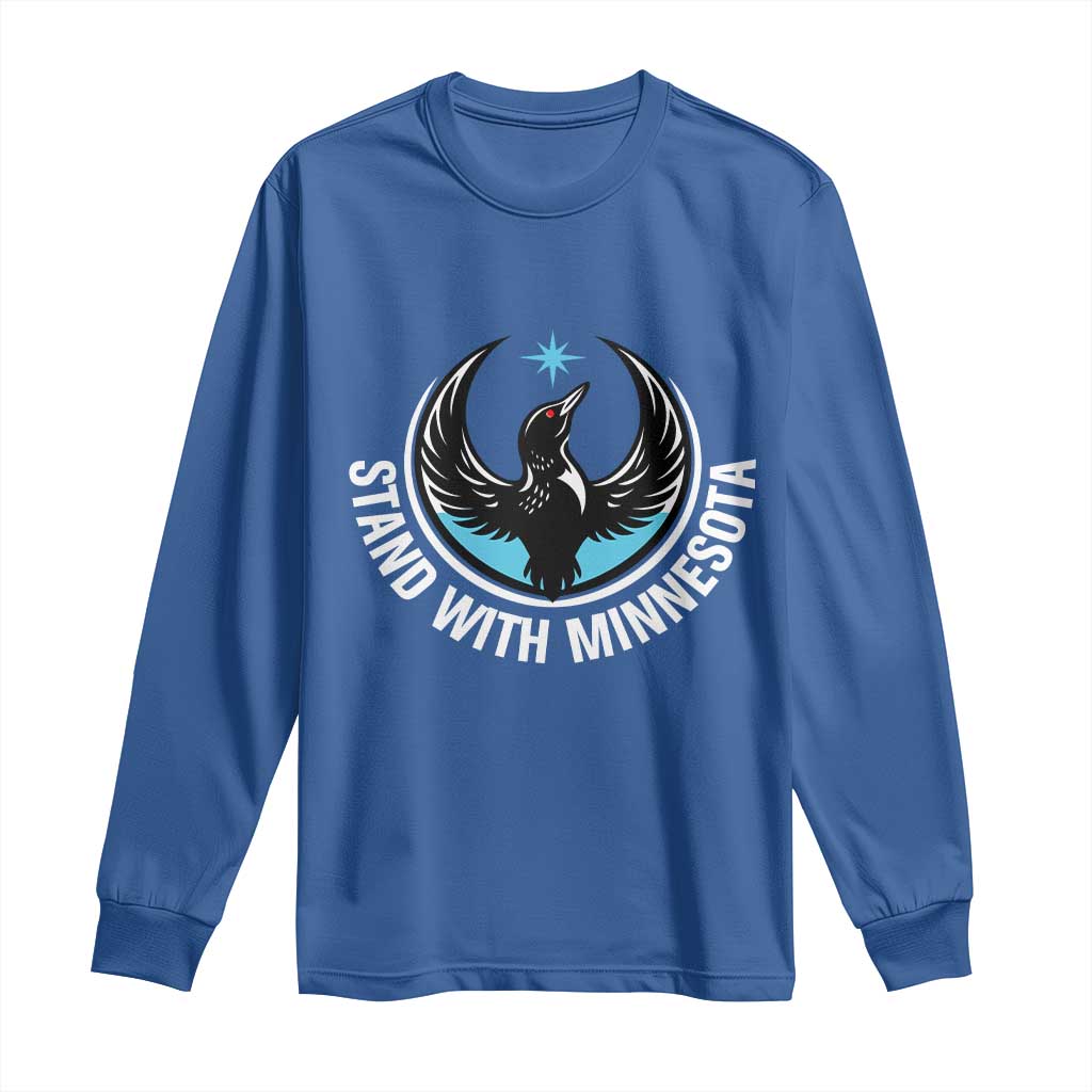 Minnesota Strong Long Sleeve Shirt Stand With Minnesota Anti ICE Immigration Rights Protest TS14 Royal Blue Print Your Wear