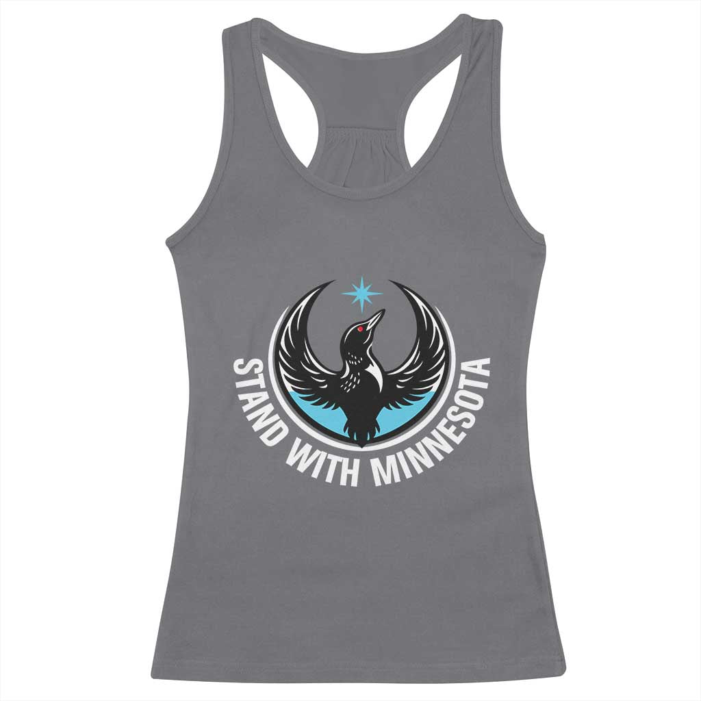 Minnesota Strong Racerback Tank Top Stand With Minnesota Anti ICE Immigration Rights Protest TS14 Charcoal Print Your Wear