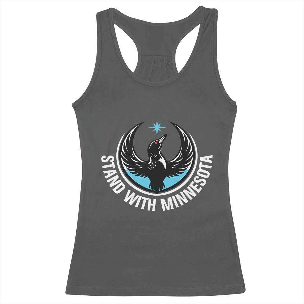 Minnesota Strong Racerback Tank Top Stand With Minnesota Anti ICE Immigration Rights Protest TS14 Dark Heather Print Your Wear
