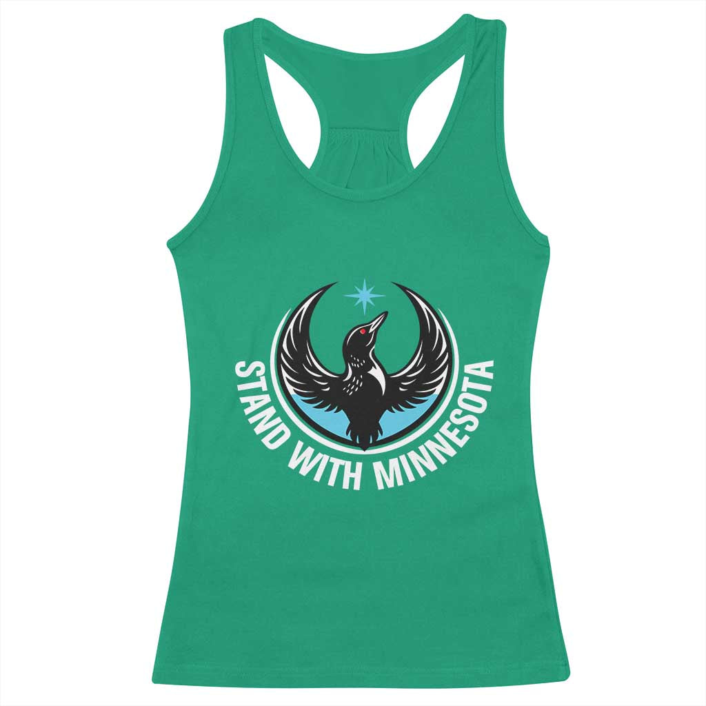 Minnesota Strong Racerback Tank Top Stand With Minnesota Anti ICE Immigration Rights Protest TS14 Irish Green Print Your Wear