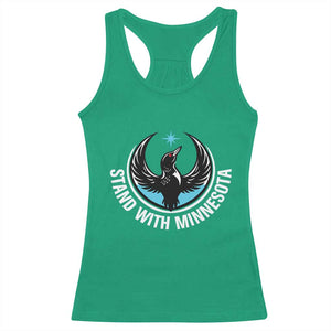 Minnesota Strong Racerback Tank Top Stand With Minnesota Anti ICE Immigration Rights Protest TS14 Irish Green Print Your Wear