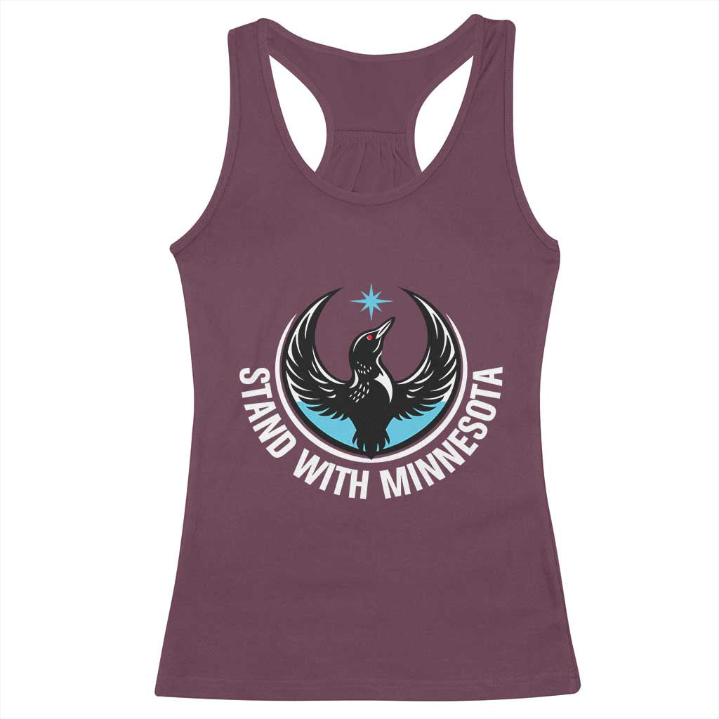 Minnesota Strong Racerback Tank Top Stand With Minnesota Anti ICE Immigration Rights Protest TS14 Maroon Print Your Wear