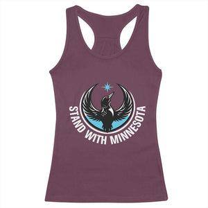 Minnesota Strong Racerback Tank Top Stand With Minnesota Anti ICE Immigration Rights Protest TS14 Maroon Print Your Wear