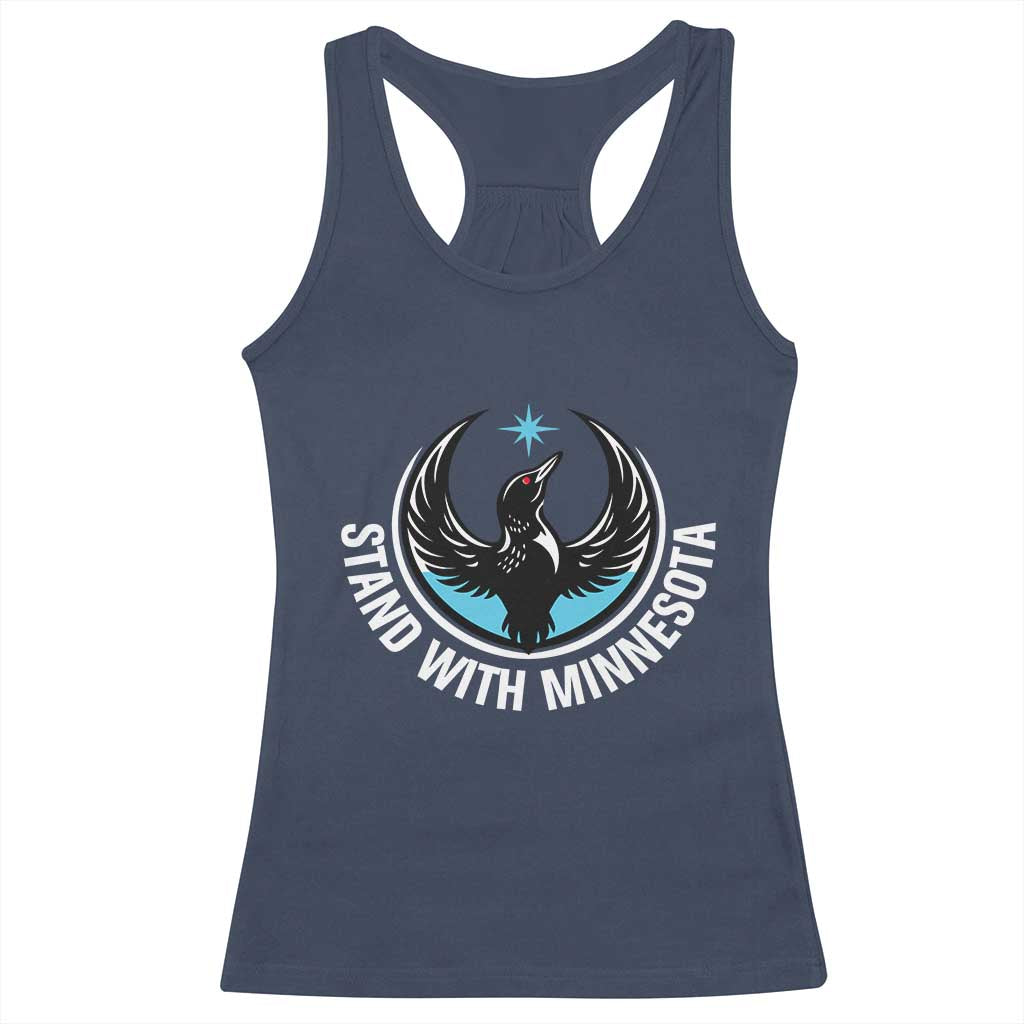 Minnesota Strong Racerback Tank Top Stand With Minnesota Anti ICE Immigration Rights Protest TS14 Navy Print Your Wear