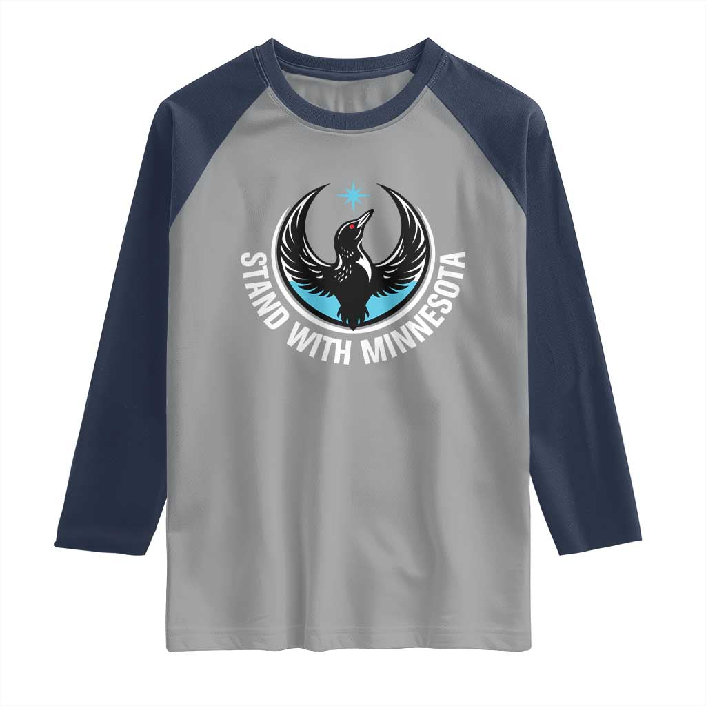 Minnesota Strong Raglan Shirt Stand With Minnesota Anti ICE Immigration Rights Protest TS14 Sport Gray Navy Print Your Wear