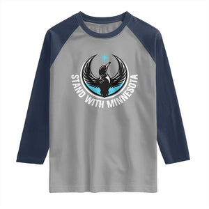 Minnesota Strong Raglan Shirt Stand With Minnesota Anti ICE Immigration Rights Protest TS14 Sport Gray Navy Print Your Wear