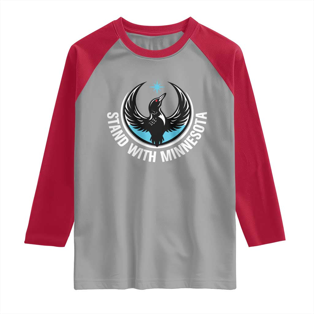 Minnesota Strong Raglan Shirt Stand With Minnesota Anti ICE Immigration Rights Protest TS14 Sport Gray Red Print Your Wear