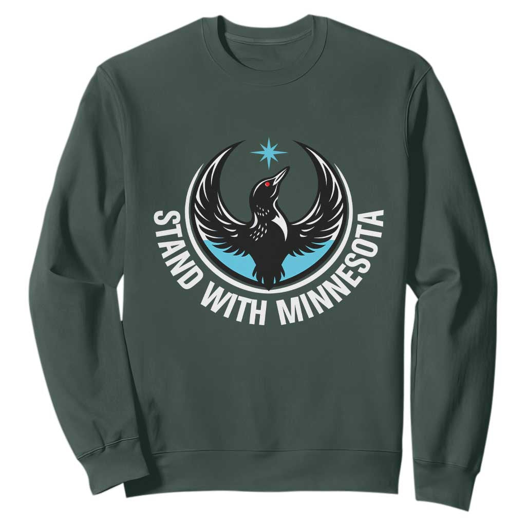 Minnesota Strong Sweatshirt Stand With Minnesota Anti ICE Immigration Rights Protest TS14 Dark Forest Green Print Your Wear